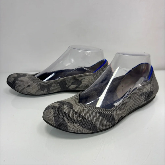 Rothy’s Round Toe Gray Camo Neon Heel Stripe Flats Retired Rare Size 6.5 - Picture 9 of 13